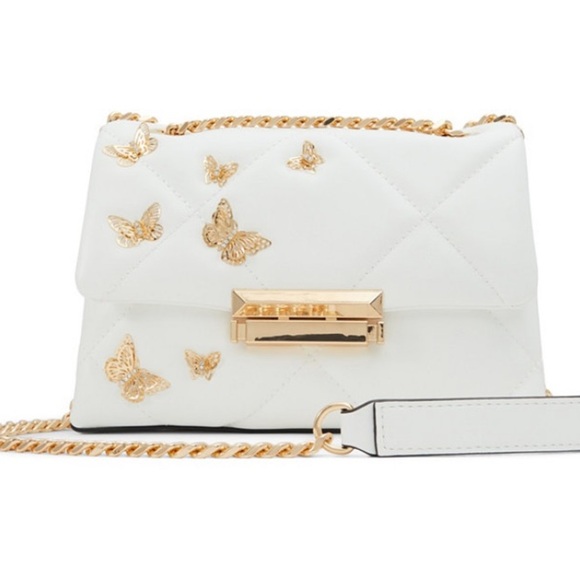 Aldo Handbags - ALDO White/Gold Butterfly Soft Small Crossbody BAG NEW